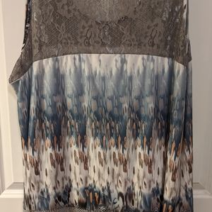 Hip-length, sleeveless, silk summer top